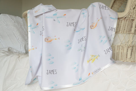 aviation personalized baby swaddle blanket